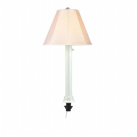 Patio Living Patio Living Concepts 20771 Umbrella Table Lamp 20771 with 2 in. white tube body and antique beige linen Sunbrella shade fabric - White 20771